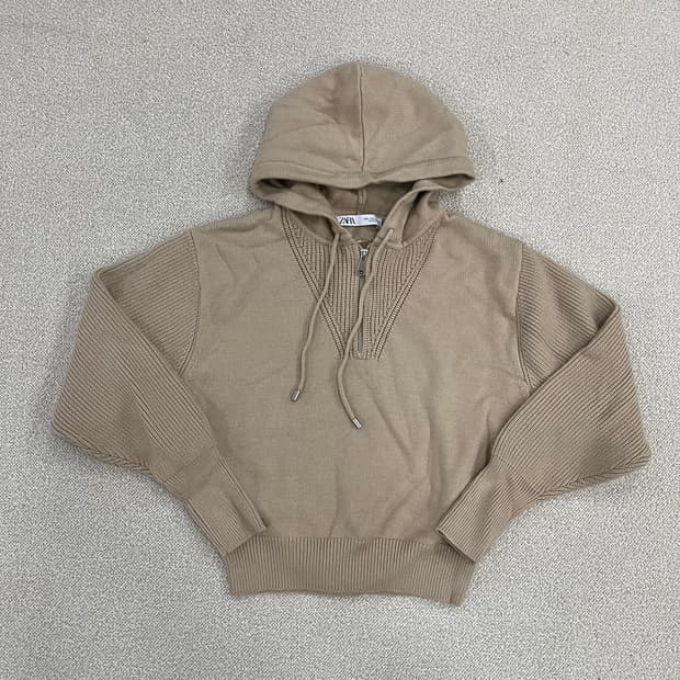 L 자라 여성 반집업 크롭 후드 니트 0130M1