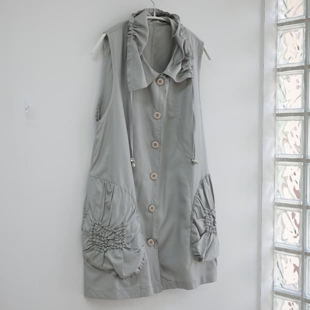 hanahana mint shirring layered vest