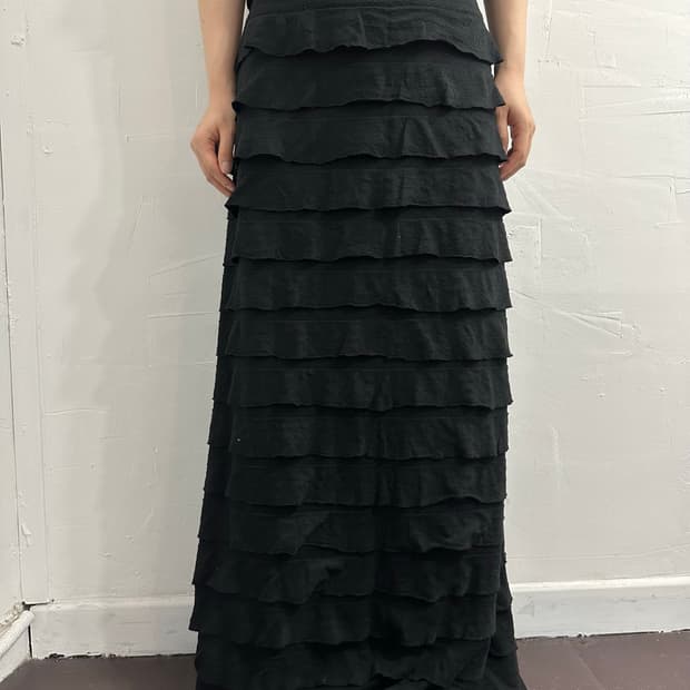 max edition frill layered maxi skirt