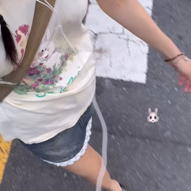 일본 빈티지 모리걸 버니 티셔츠