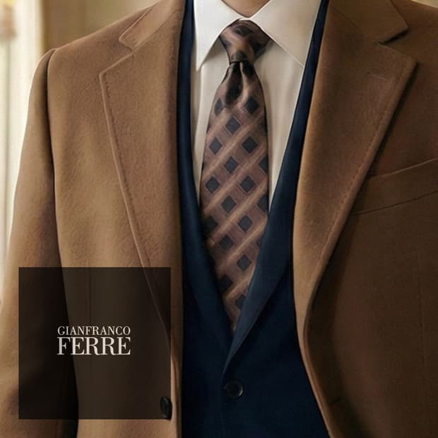 지안프랑코 페레 실크 기하 패턴 넥타이 9.4cm A+등급 K1884
