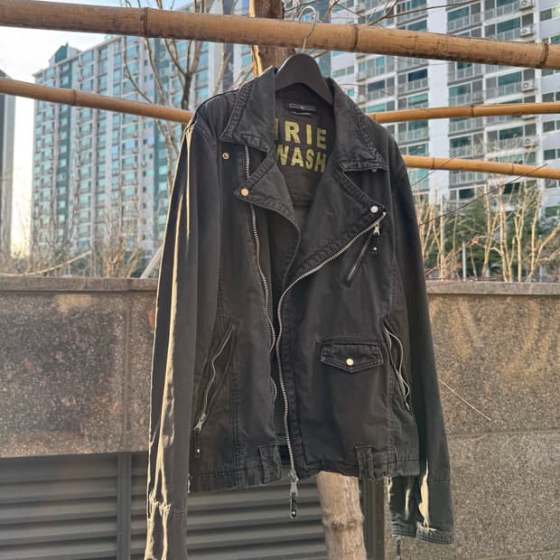 아이리 워시 코튼 라이더자켓