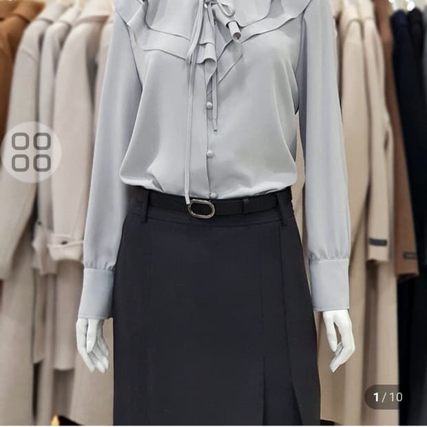 씨씨콜렉트 25ss 이중 러플 카라넥 블라우스