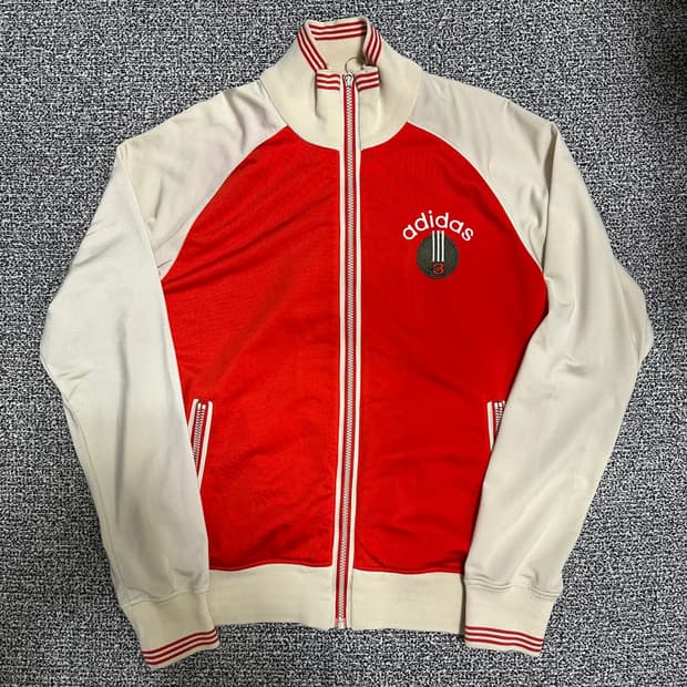(100) 아디다스 레드/아이보리 배색 트랙탑 져지