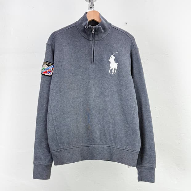 폴로 랄프로렌 그레이 빅 포니 스키 와펜 하프 집업 니트