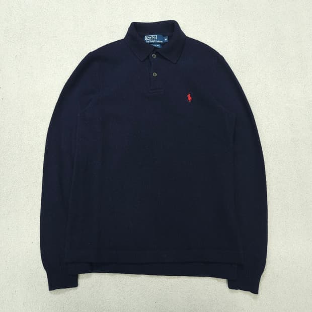 폴로 랄프 로렌 카라넥 램스울 니트 M 네이비