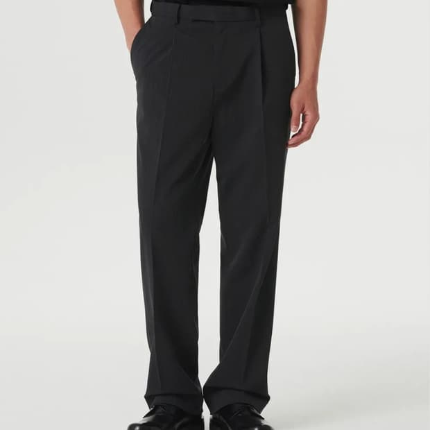 무신사 스탠다드 와이드 히든 밴딩 슬랙스 36 [차콜 그레이]