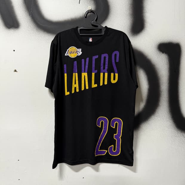 NBA LA 레이커스 르브론 제임스 마킹 풀 프린팅 반팔 티셔츠
