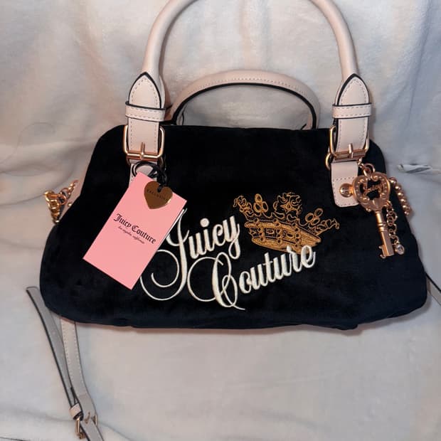 쥬시꾸뛰르 블랙 벨벳 핸드백 갸루 베이비베어 빈티지 베메클