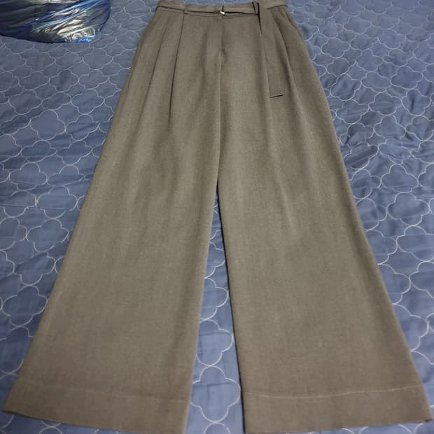 (단종매물) 웰노운 투턱 벨티드 와이드 슬랙스 미디엄그레이 (M)