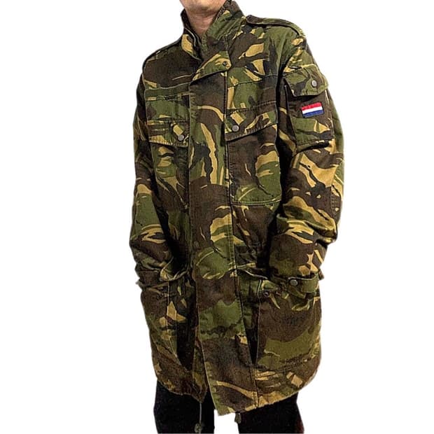 오리지날 네덜란드군 밀리터리 카모 롱야상 자켓