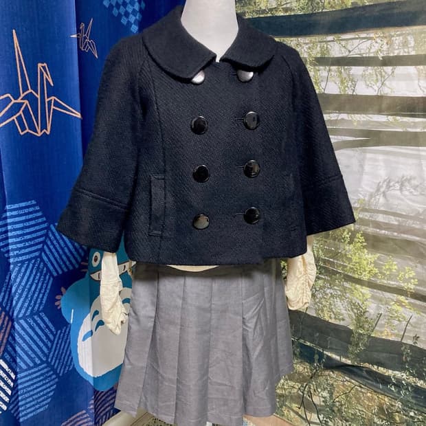 빈티지 둥근 카라 더블 사콰코 코트