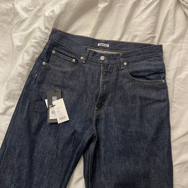 오라리 하드 트위스트 와이드 데님 인디고 32