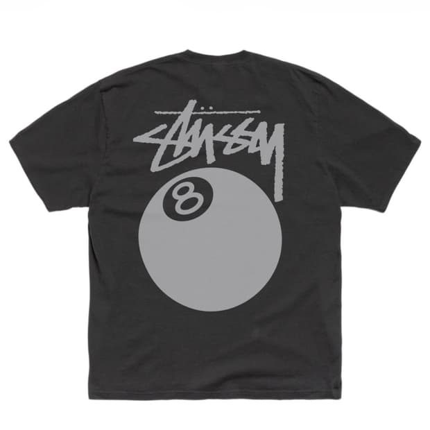 스투시 8볼 피그먼트 다이드 티셔츠 페이디드 블랙
