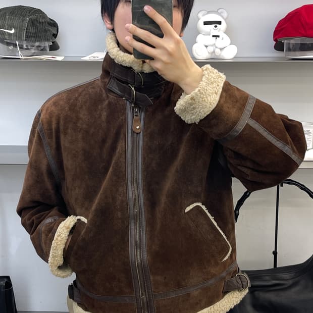 N.stage 90s U.S.A.F B-3 스웨이드 무톤 자켓