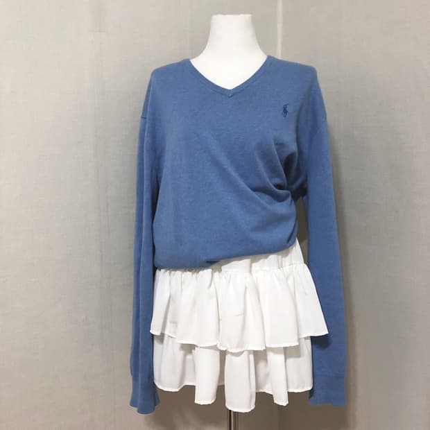 폴로 하늘 브이넥 니트 M