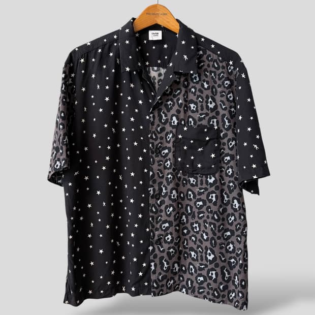 (L)GU 지유 1MW by SOPH 소프넷 믹스드 레오파드 하프셔츠