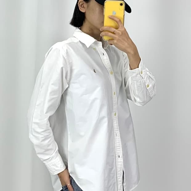 [L]POLO 화이트 여성 옥스포드 긴팔셔츠 