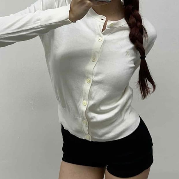 폴로 랄프로렌 아이보리 피마코튼 걸즈 가디건