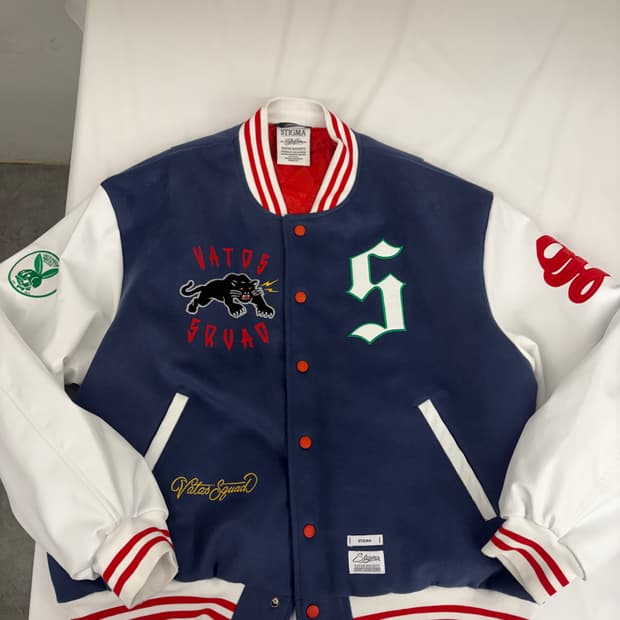 [L] STIGMA스티그마 오버핏 바시티 자켓 네이비