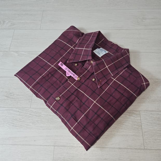 브룩스브라더스 오리지널 플란넬 체크 셔츠 와인 클래식 USA L