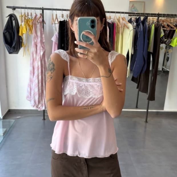 [S]기마구아스 Meredith 레이스 탑/핑크