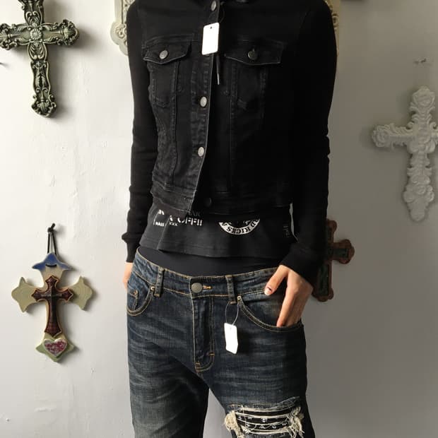Hood layered trucker jacket