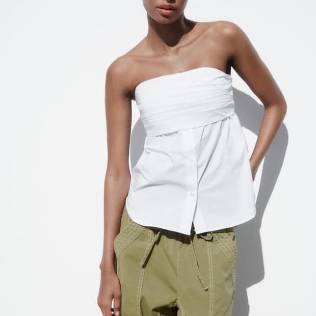 자라 엘라스틱 포플린 탑 