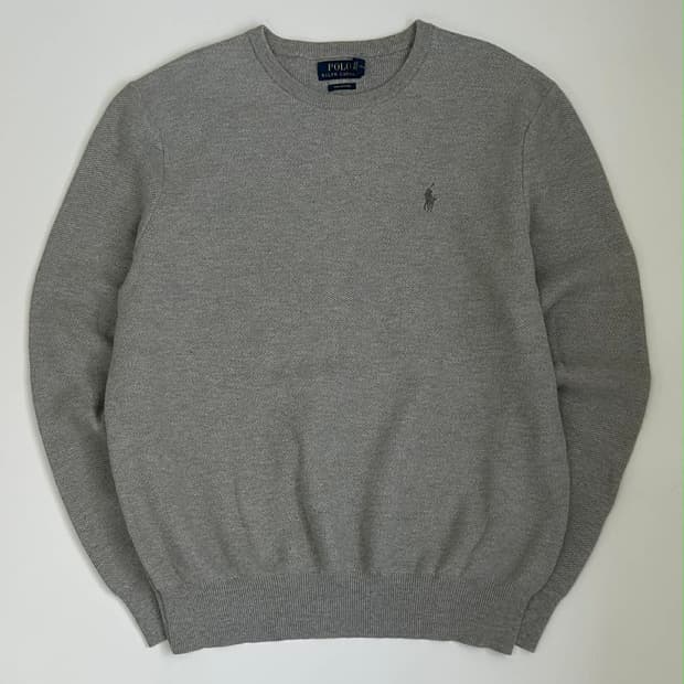 [M] 폴로 랄프로렌 그레이 피마코튼 크루넥 니트 스웨터