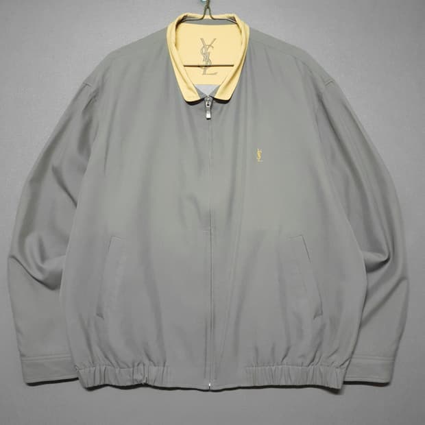 2XL (110) 입생로랑 YSL 올리브 카키 블루종 집업 자켓