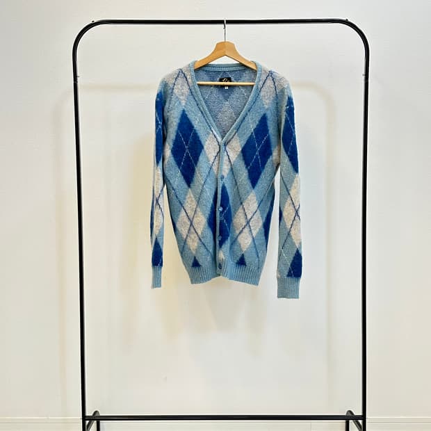 니들스 아가일 모헤어 가디건 