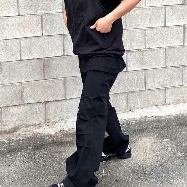 언더마이카 무릎 턱 스웻팬츠[black]