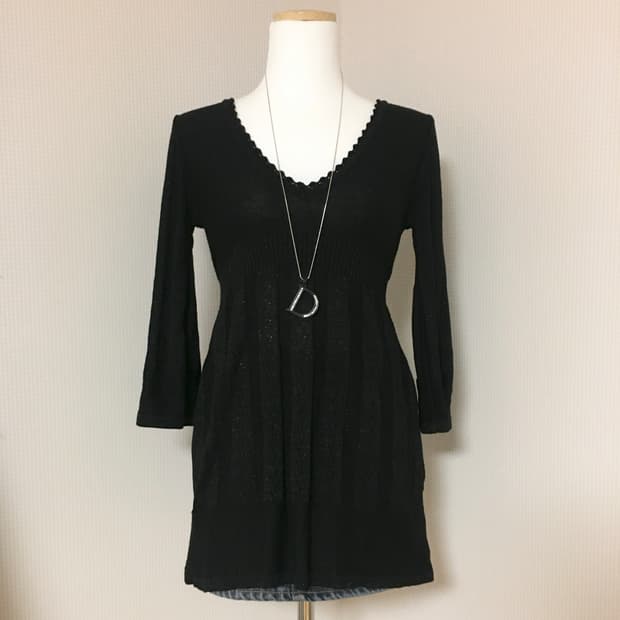 글리터 슬림핏 7부 니트 오네갸루