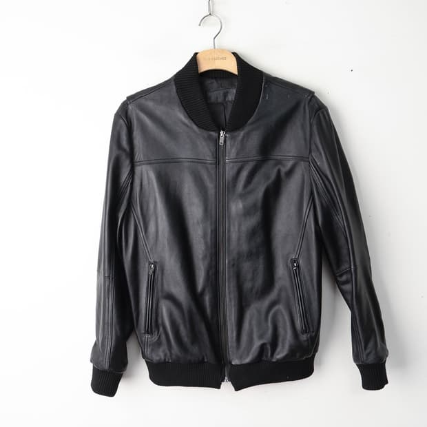 100/POLICE 양가죽 집업 블루종