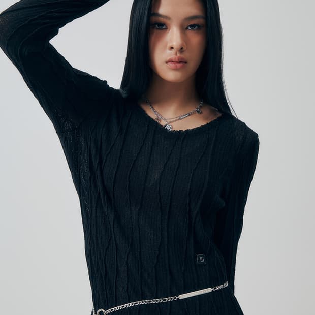 Double Layered Logo Necklace [ Silver ]