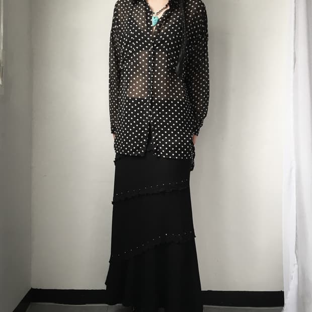 Dot pattern see through shirt