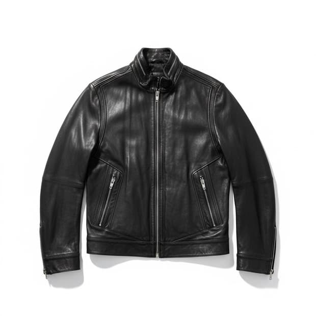 지이크 하이넥 램스킨 싱글레더 자켓 블랙 105