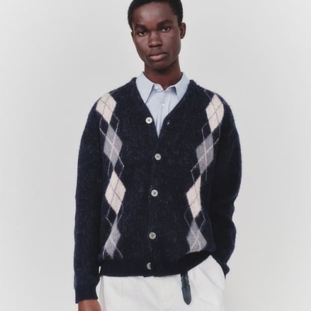 아트이프액츠 아가일 모헤어 니트 가디건 다크 네이비 M사이즈