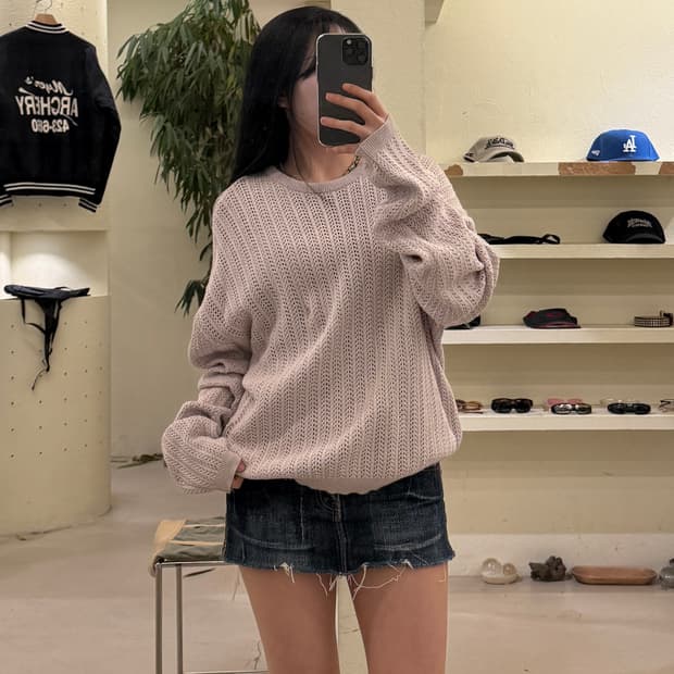 세터 이비자 네추럴 메쉬드 스웨터 U319