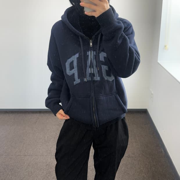 Gap 갭 네이비 퍼 안감 후드집업