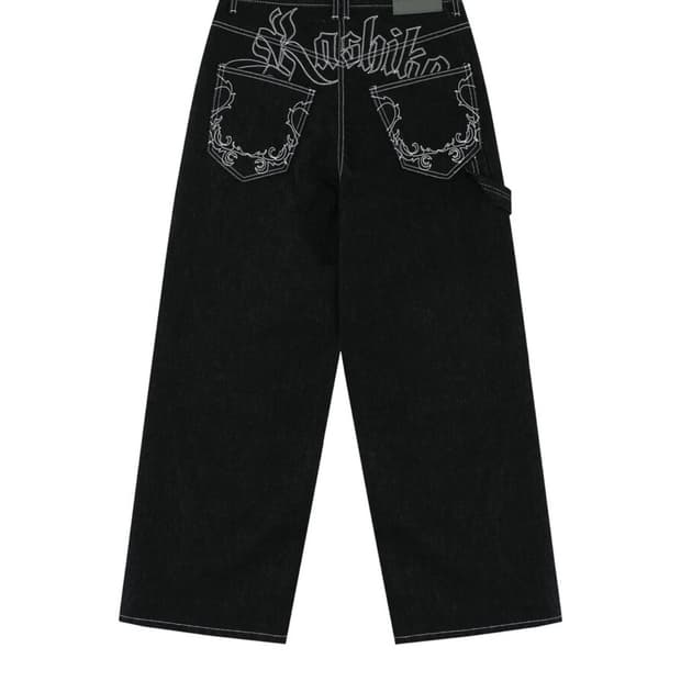 kashiko Embroied Nonfade Denim Pants 