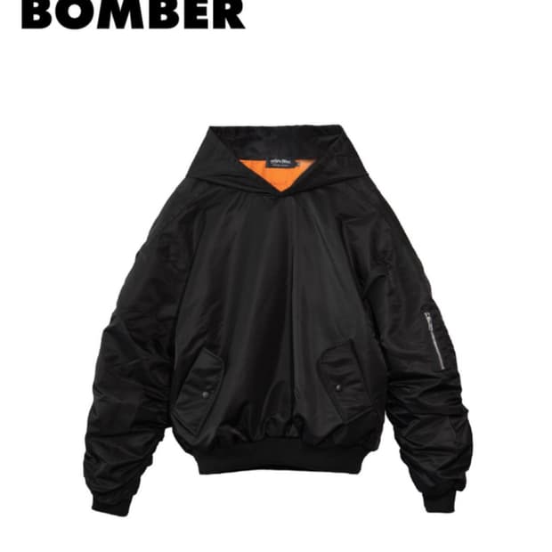 [새제품/L] 샤카웨어 나일론 풀오버 봄버 - 블랙