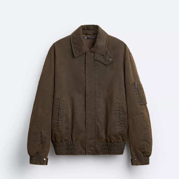 ZARA   Washed Brown Bomber Jacket
