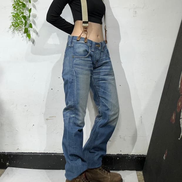 Lee SLY 시슬리 웨스턴 가죽 서스펜더 멜빵 바지 데님 팬츠 청바지