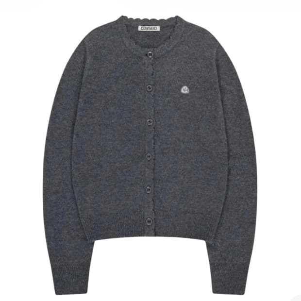 코이세이오 플라워 버튼 가디건 그레이