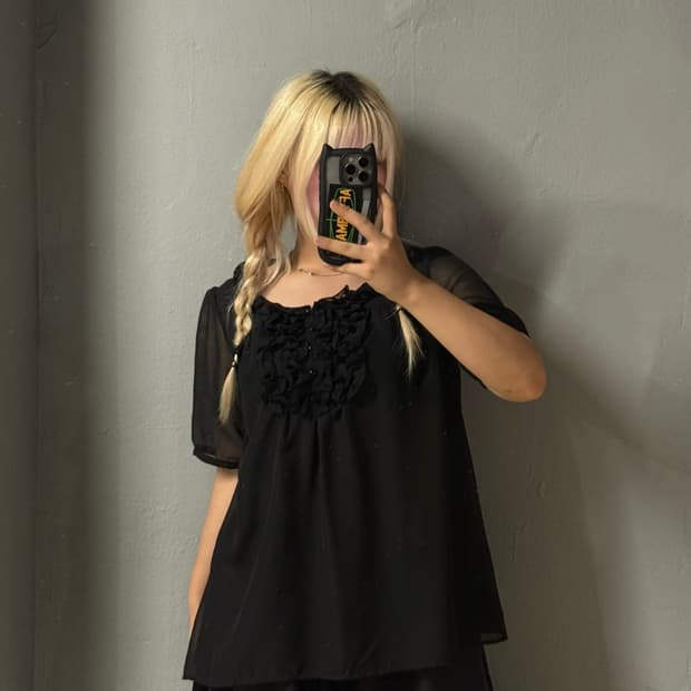 frill detail dot pattern blouse