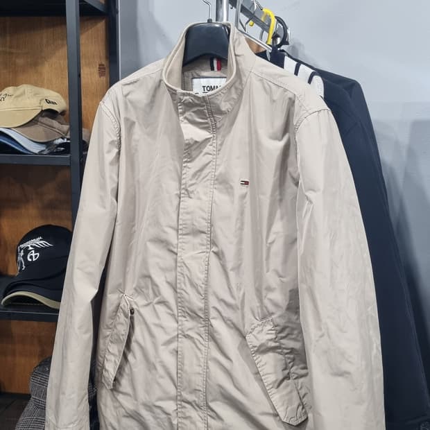 tommy jeans) 타미진 베이지색 집업자켓 가슴단면53(국내100)