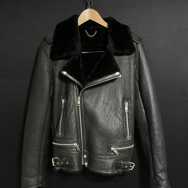 양털 2양가죽 더블라이더 시어링 자켓