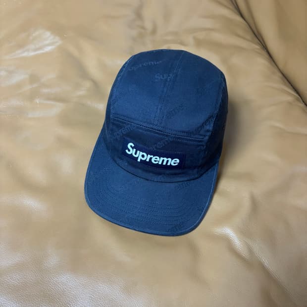 슈프림 캠프캡 모자 박스로고 자카드 네이비