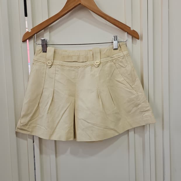 크림 레이스 리본팬츠